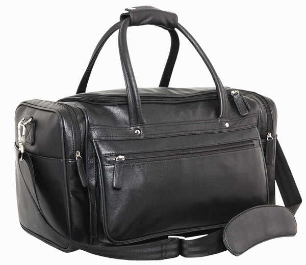 Duffel Bag black genuine top grain milled nappa leather