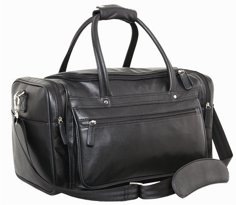 Duffel Bag black genuine top grain milled nappa leather