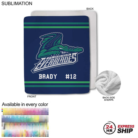 24 Hr Express Ship - Team Blanket in Plush Sherpa Faux Wool Lined Micro Mink, 50x60, Couch size