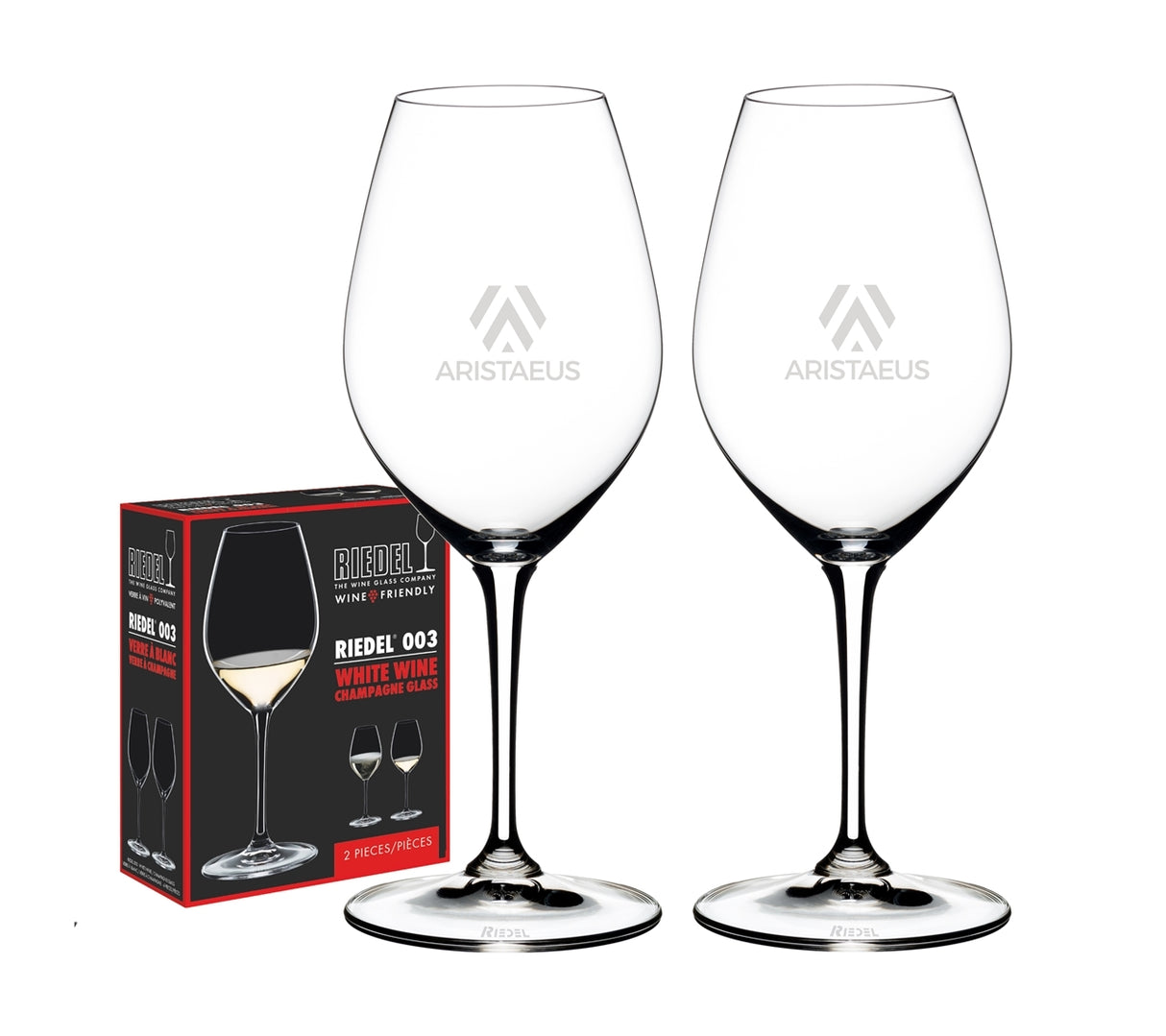 Friendly 003, 15.5oz RIEDEL crystal stemmed wine glass S/2 in an RIEDEL Retail gift box