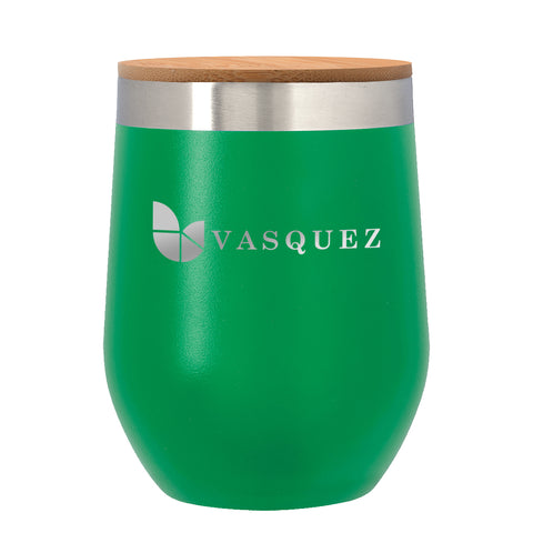 12 Oz. Vinay Stemless Wine Glass With Bamboo Lid