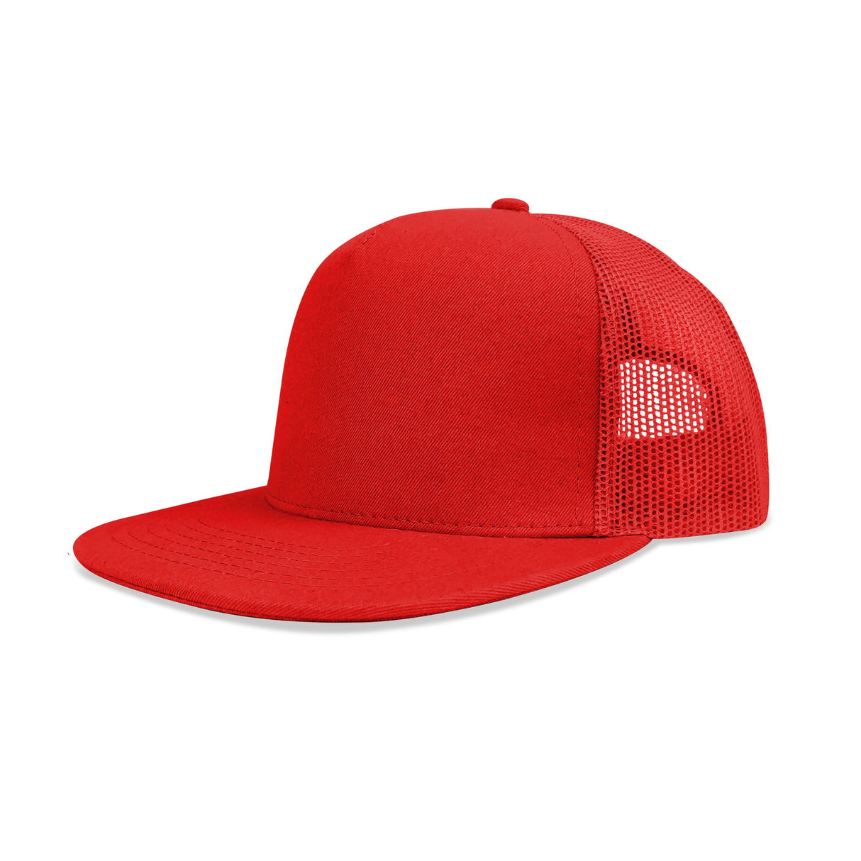Deluxe 5 Panel Constructed Flat Peak Cotton Twill Mesh Back Cap