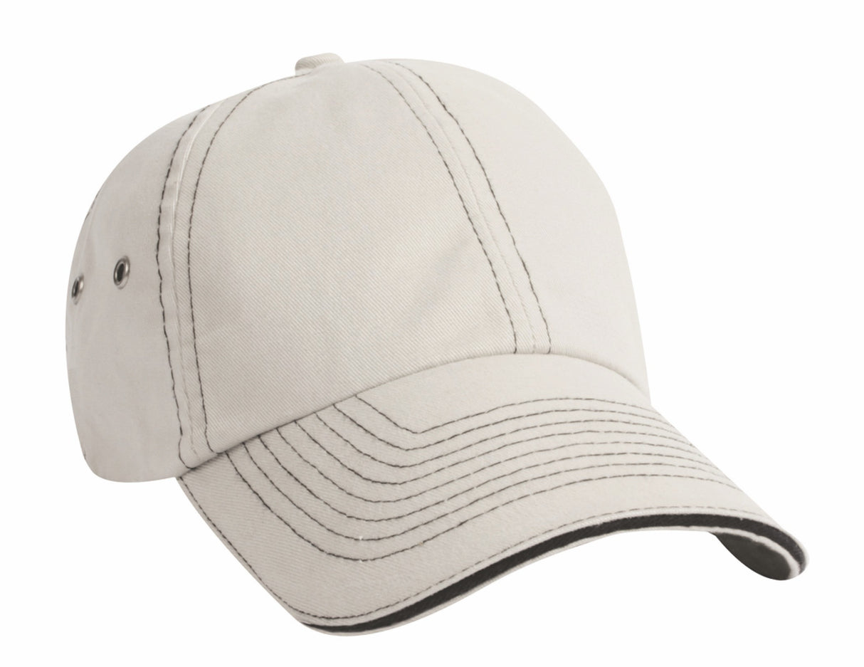Unconstructed Contrast Stitching Sandwich Cap
