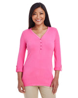 DEVON AND JONES Ladies' Perfect Fit? Y-Placket Convertible Sleeve Knit Top
