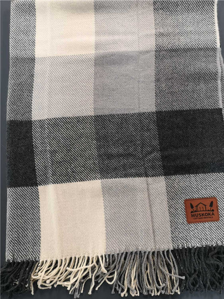 Plaid Wool Blanket, 50x60, with Lasered logo patch, NO SETUP CHARGE