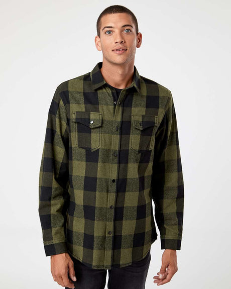 Burnside® Snap Front Long Sleeve Plaid Flannel Shirt