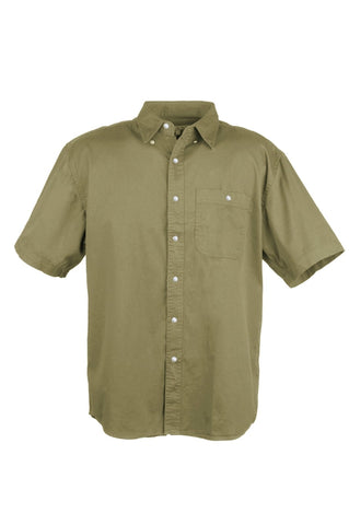 Men's 100% Cotton Twill Short Sleeve Shirt (BEIGE) (XS-5XL)