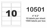 ZERO WASTE Laser Sheets- 100% recycled paper (4" x 2" -10 labels per sheet)