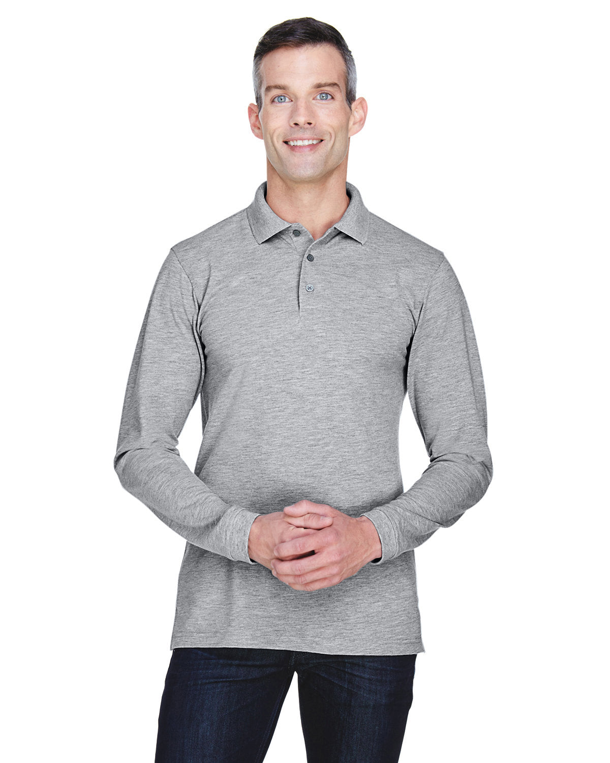 Harriton Men's 5.6 oz. Easy Blend? Long-Sleeve Polo