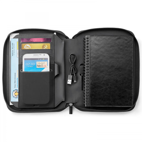 A5 ZIP JOURNAL WITH 5,000 mAh WIRELESS CHARGING POWER BANK INCLUDES UL CERTIFIED BATTERY