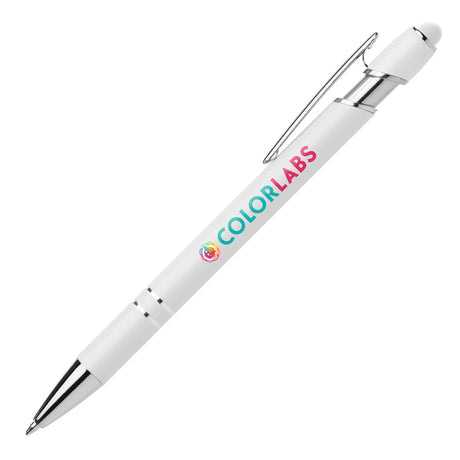 Ellipse Softy White Barrel Pen w/ Stylus - ColorJet