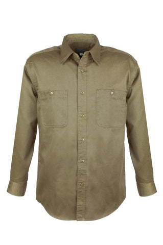 Men's Cotton Blend Twill Long Sleeve Shirts (BEIGE) (XS-5XL)