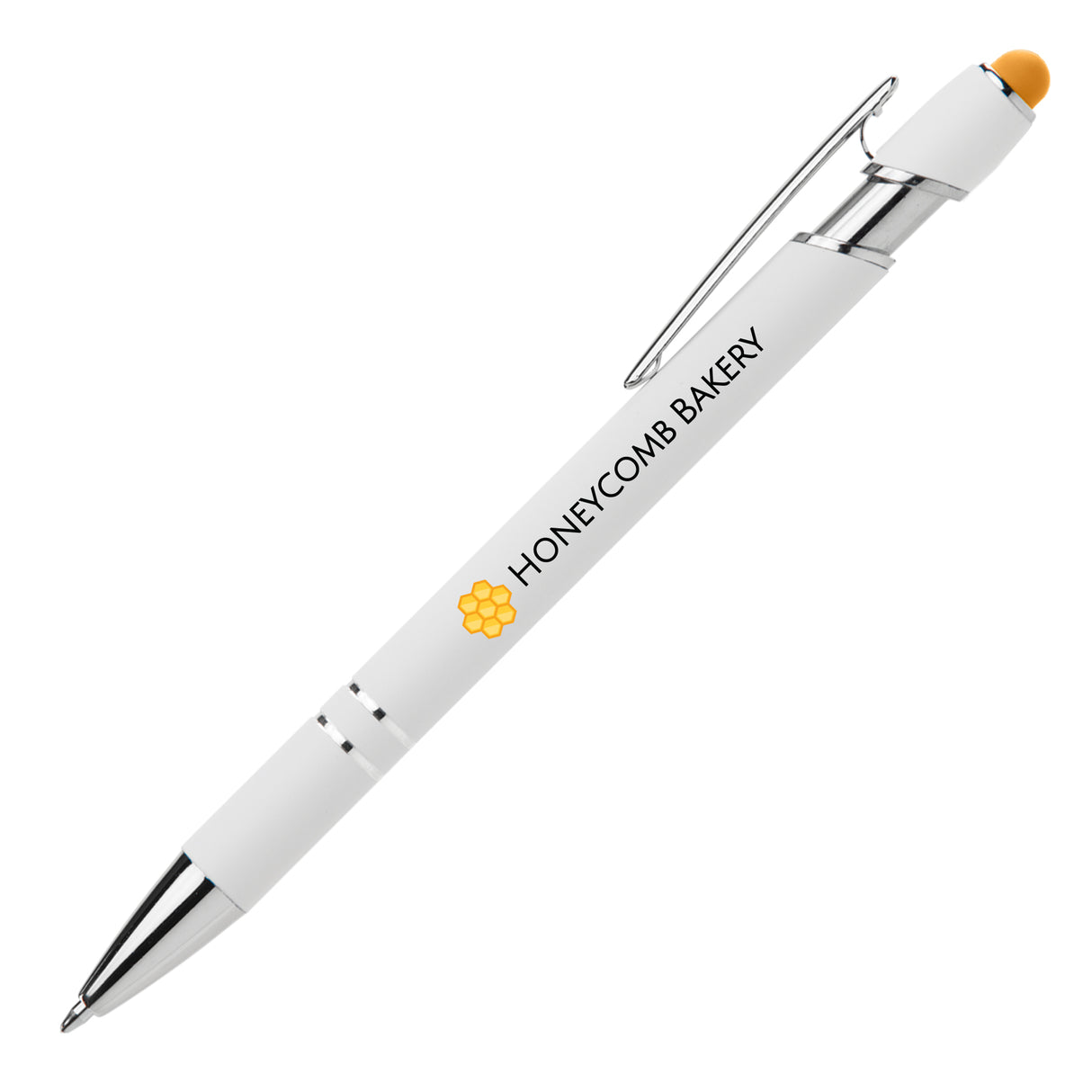 Ellipse Softy White Barrel Pen w/ Stylus - ColorJet