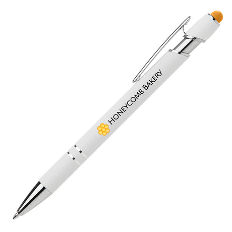 Ellipse Softy White Barrel Pen w/ Stylus - ColorJet