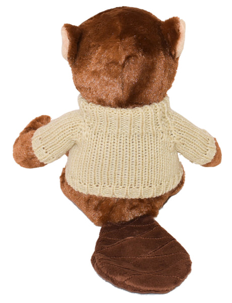 11" Bucky Beaver w/Hand Knit Embroidered Sweater