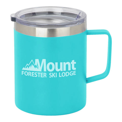 Frontier 12oz stainless steel slim double wall mug matte teal with clear lid