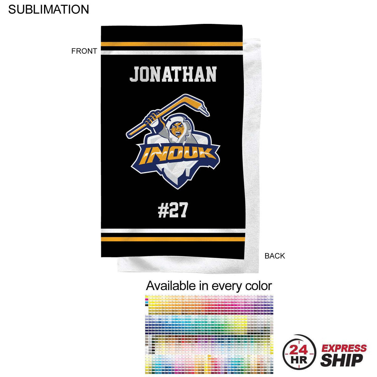 24 Hr Express Ship - Team Towel in Microfiber Dri-lite Terry, 15x25, Sublimated Sports Towel