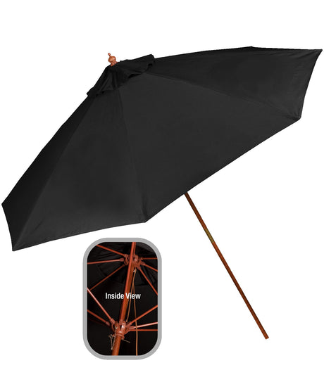 9' Wooden Polyester Market Umbrella