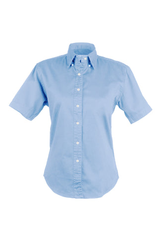 Ladies EASY CARE COTTON BLEND DRESS SHIRTS Short Sleeve(POWDER BLUE) (XS-3XL)