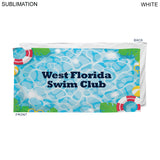 Swim Towel in HEAVIEST Plush and Soft Velour Terry Cotton Blend, 30x60, Sublimated Edge to Edge