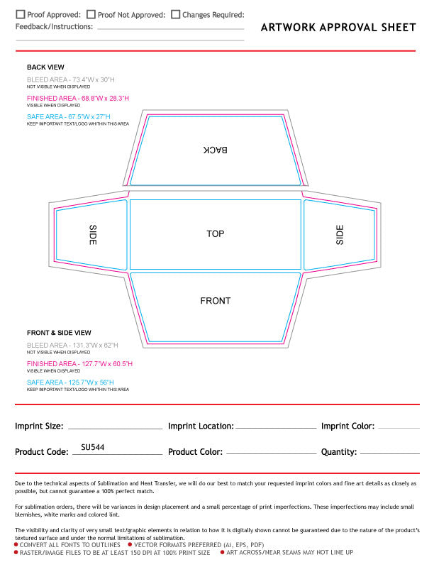 Sublimated Stretch Curved Fit Table Throw for 6ft table, 4 sided, Closed Back