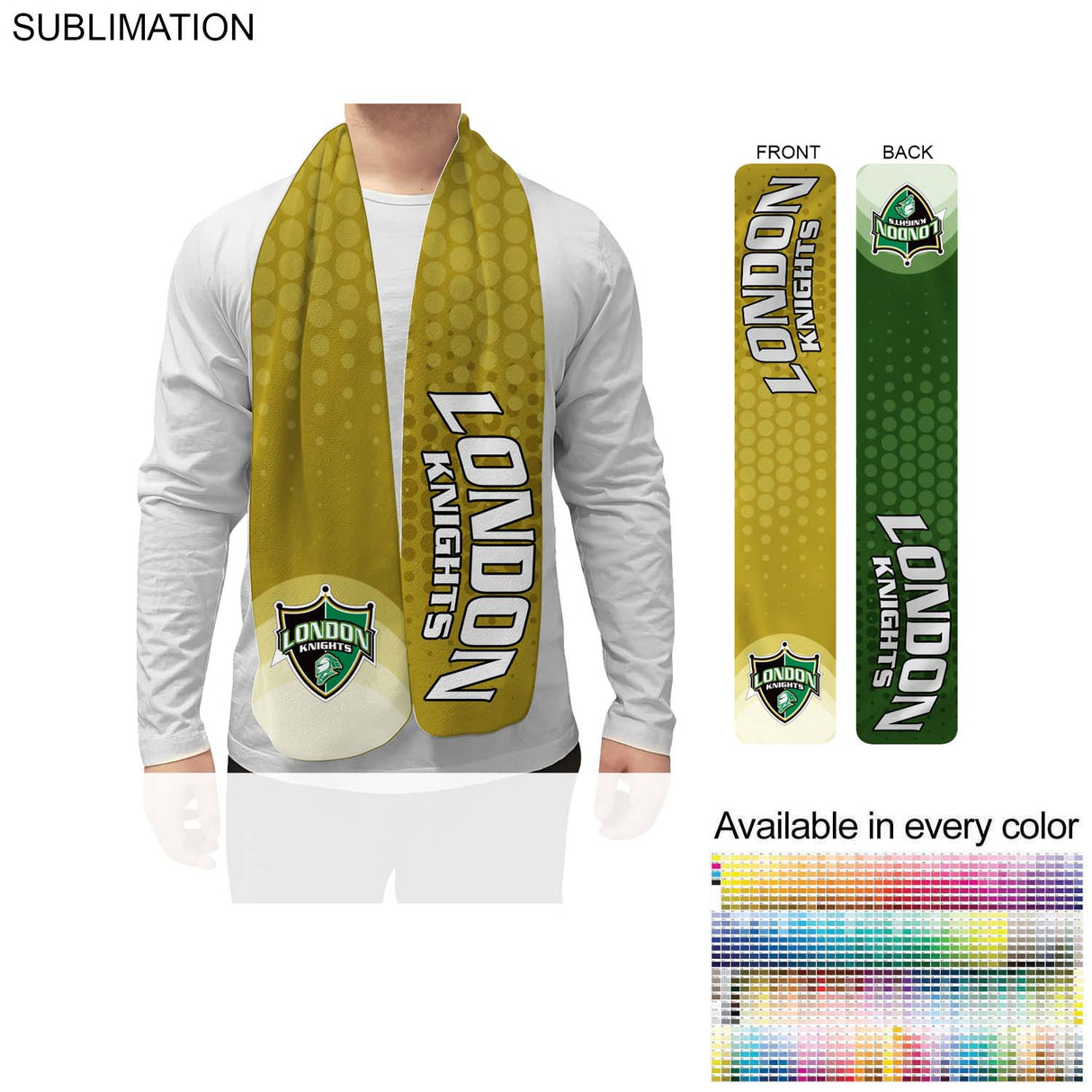 2-Tone Microfleece Scarf, Ultra Soft and Smooth, 8x60, Sublimated Edge to Edge BOTH sides