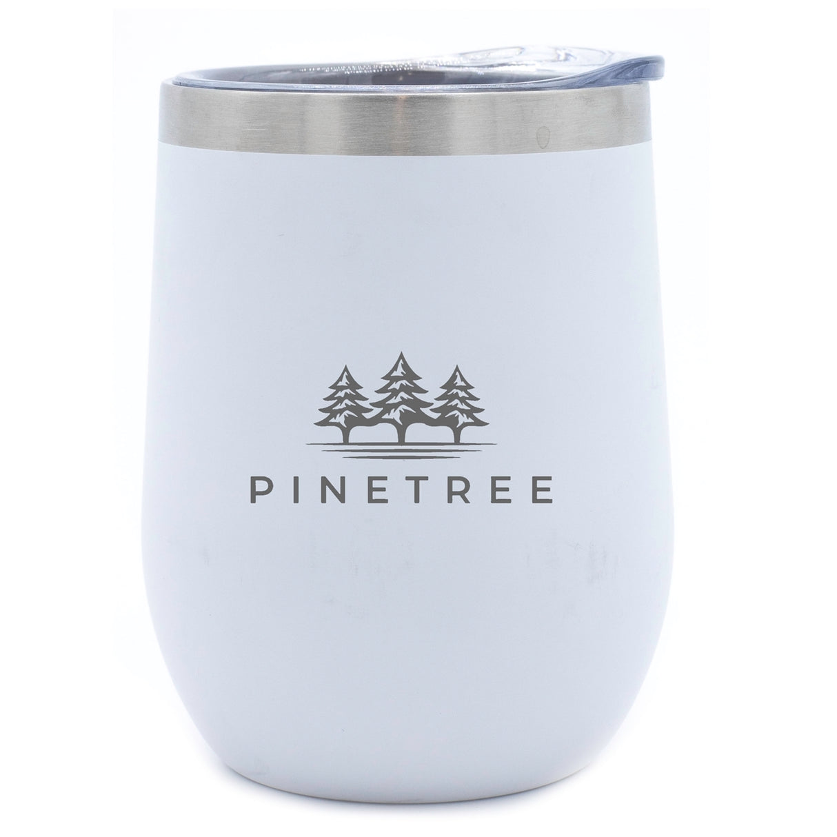 Carolina 12oz stemless vacuum insulated steel cup, matte white w/clear lid