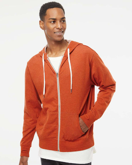 Independent Trading Co. Unisex Heathered French Terry Full-Zip Hooded Sweatshirt