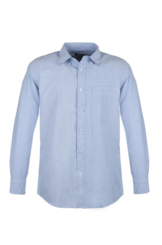 Men's Cotton Blend Oxford Long Sleeve Shirt (Blue) (XS-5XL)