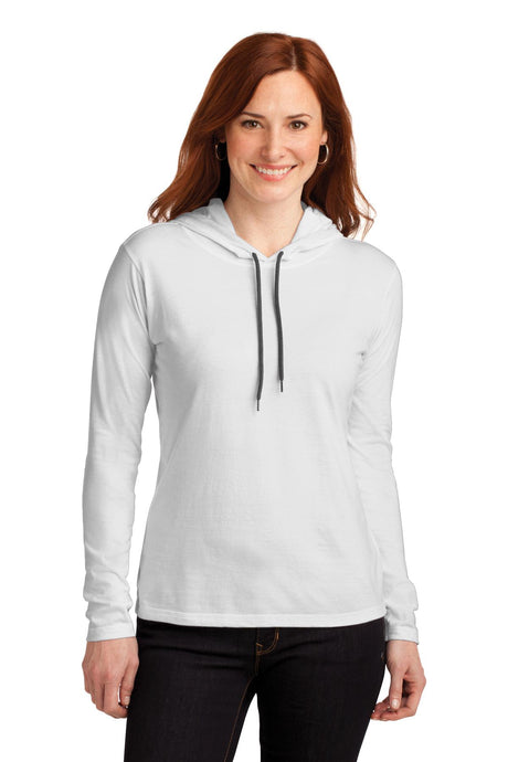 Anvil Ladies' 100% Combed Ring Spun Cotton Long Sleeve Hooded T-Shirt