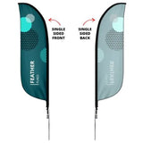 12' Medium Tear Drop Flag Kit, Full Color Graphics One Side, Outdoor Use Spike base and Bag Included