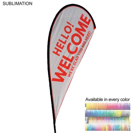 9' Small Tear Drop Flag Kit, Full Color Graphics Double Sided, Outdoor Spike base and Bag Included