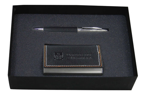 Black Executive card holder & Leather Croco pen Set