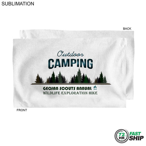 72 Hr Fast Ship - Microfiber Dri-lite Terry Sports, Hand, Gym White Towel, 15x25, Sublimated