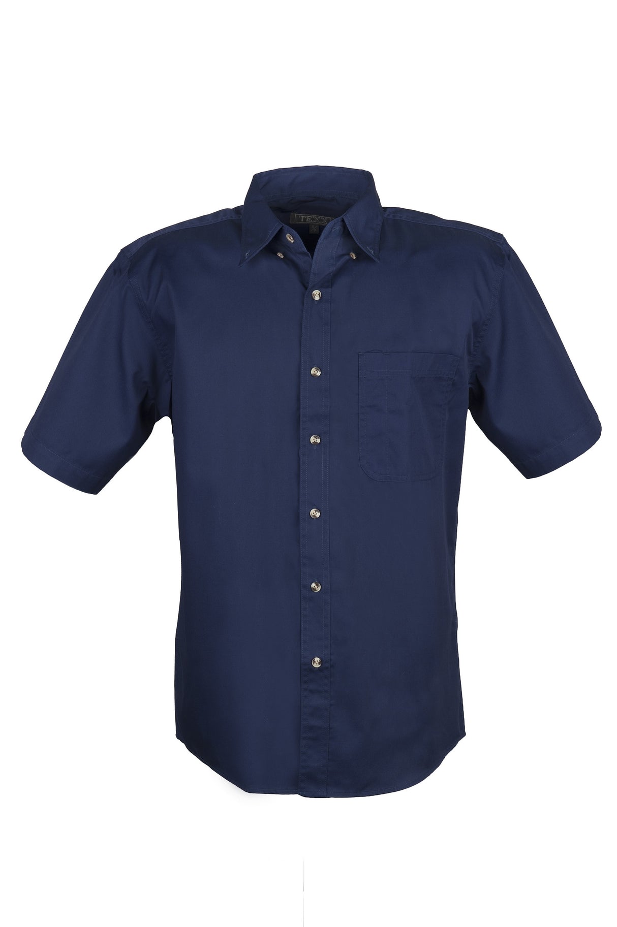 MEN EASY CARE COTTON BLEND DRESS SHIRTS SHORT Sleeve(NAVY) (S-4XL)
