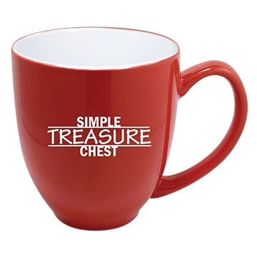 Economy Bistro 16oz 2 tone red/white ceramic mug