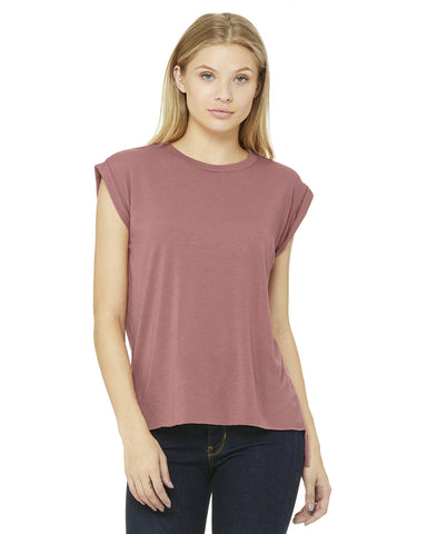 BELLA+CANVAS Ladies' Flowy Muscle T-Shirt with Rolled Cuff
