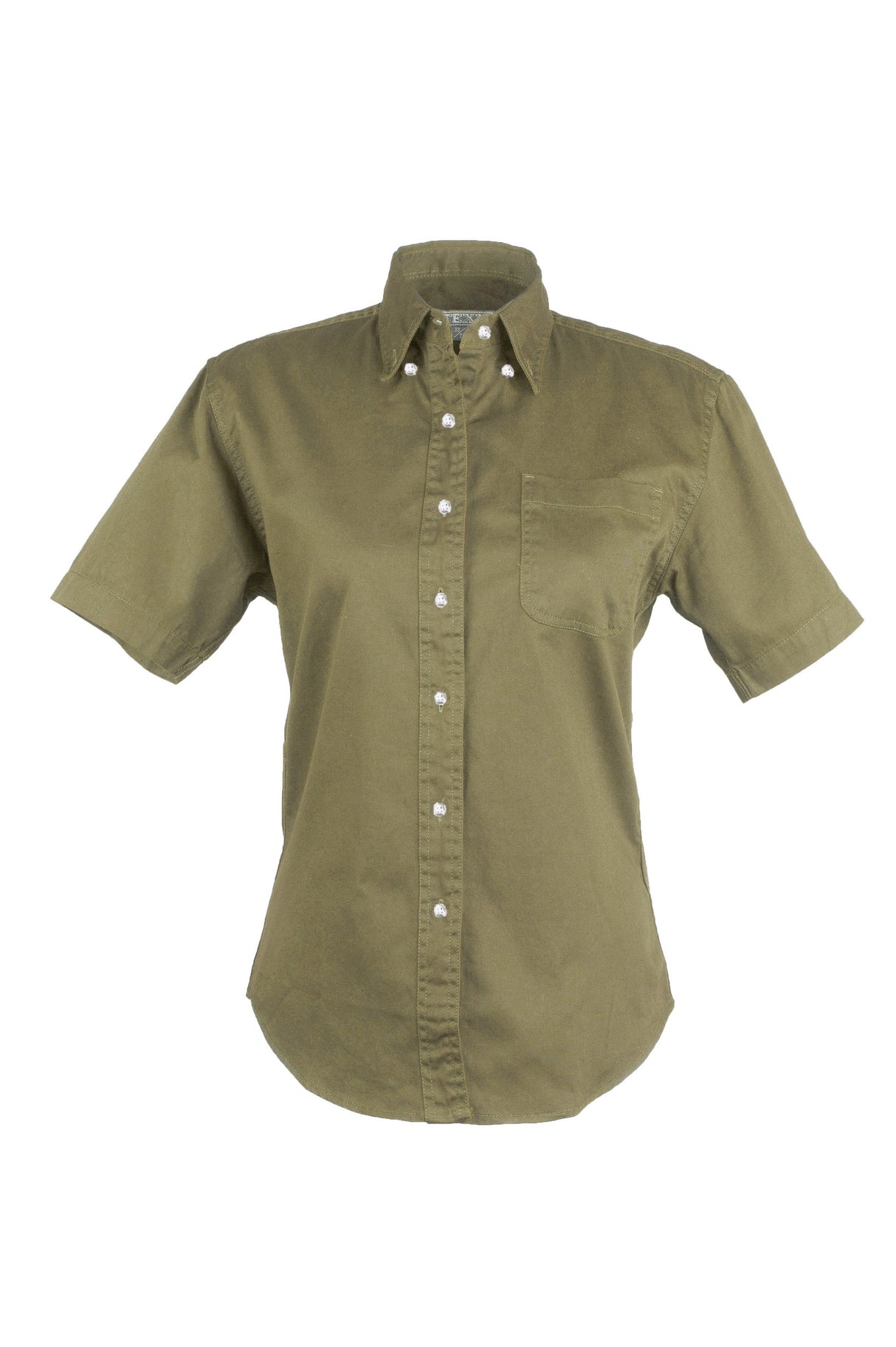 Ladies 100% Cotton Twill Short Sleeve Shirt (Beige) (XS-2XL)