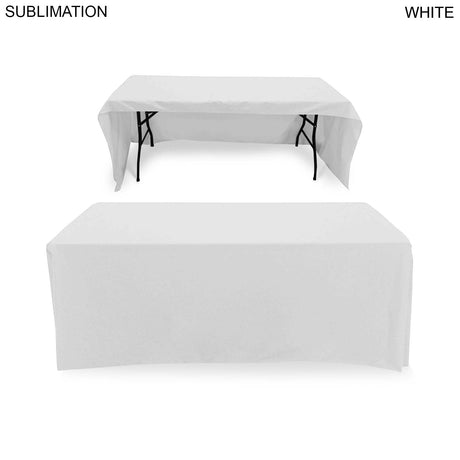 72 Hr Fast Ship - Sublimated Table Cloth for 6' Table, Drape Style, 3 sided, Open Back