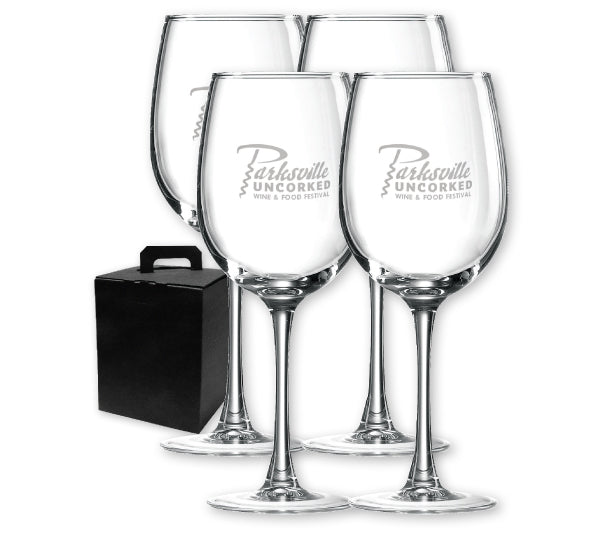 ~ Blanc 16oz clear glass Set of 4 in Noir gift box