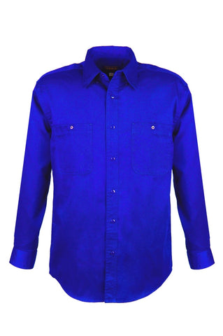 Men's Cotton Blend Twill Long Sleeve Shirts (Royal Blue) (XS-5XL)