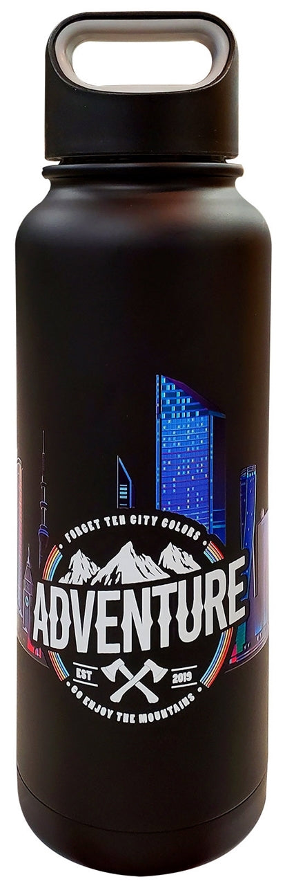 Jasper 40oz double wall stainless steel vacuum howler matte black - Digital Print