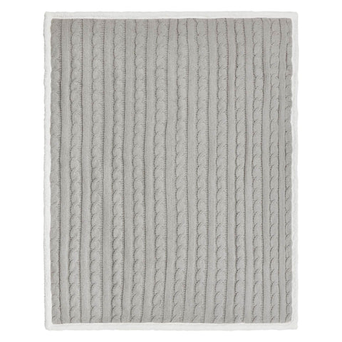Cable Knit Chenille Sherpa Throw, with Lasered logo patch, NO SETUP CHARGE