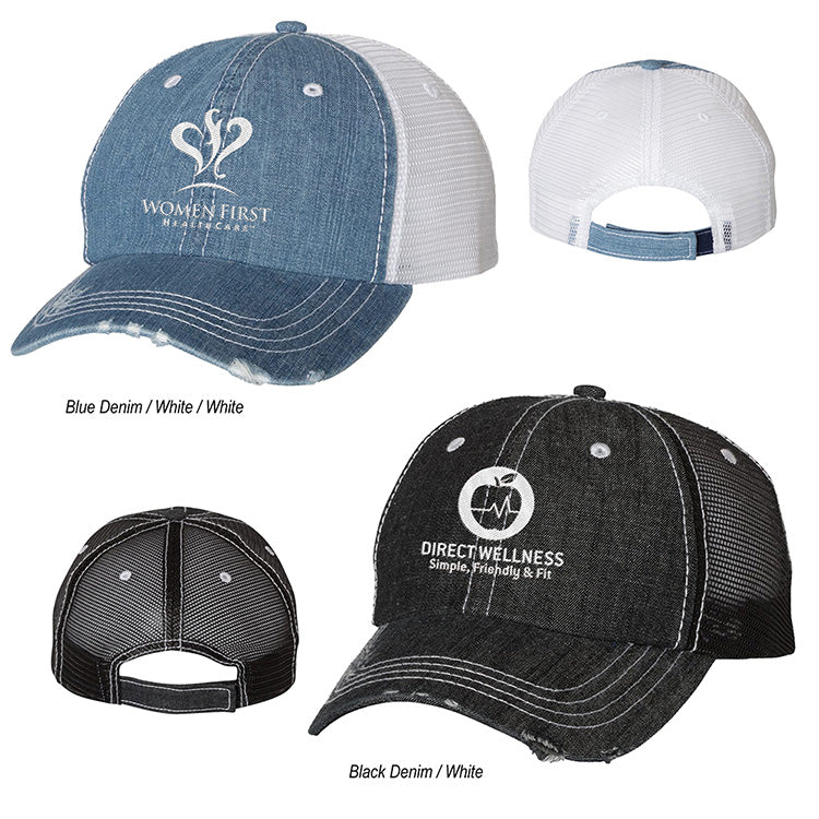 Mega Cap Herringbone Unstructured Contrast Stitch Trucker Cap