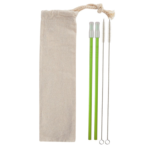 2- Pack Park Avenue Stainless Straw Kit With Cotton Pouch