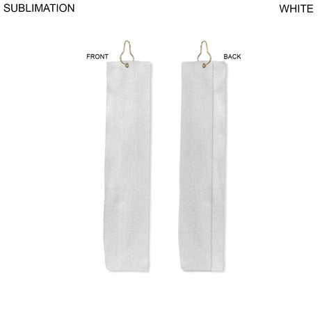 Colored Velour Terry Cotton Blend Golf Towel, Finished size 6x25, Trifold Grommet Hook, Sublimated