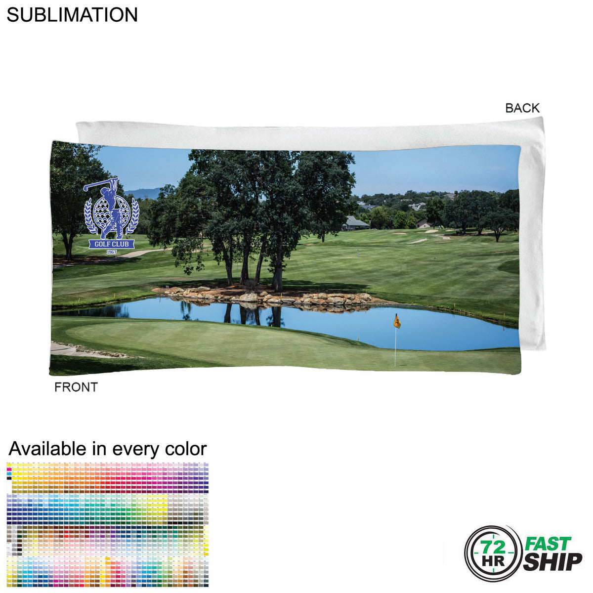 72 Hr Fast Ship - Golf Caddie Towel, Large, in Microfiber Dri-Lite Terry, 20"x40", Sublimated