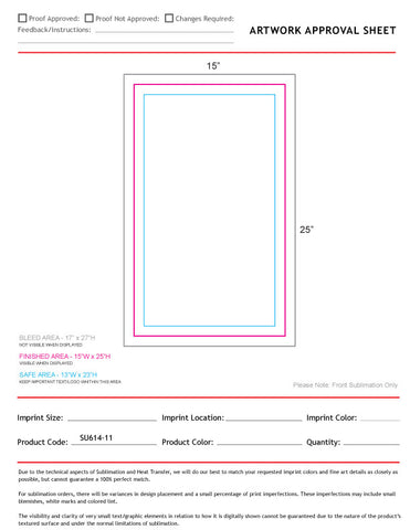 24 Hr Express Ship - Microfiber Dri-lite Terry Towel, 15x25, Sublimated Edge to Edge 1 side