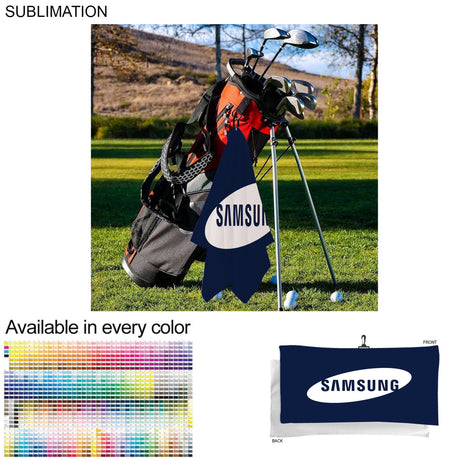 72 Hr Fast Ship - Oversized Golf Towel in Microfiber Terry, 20x40, with Black Hook, Sublimated