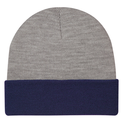 Two-Tone Knit Beanie With Cuff